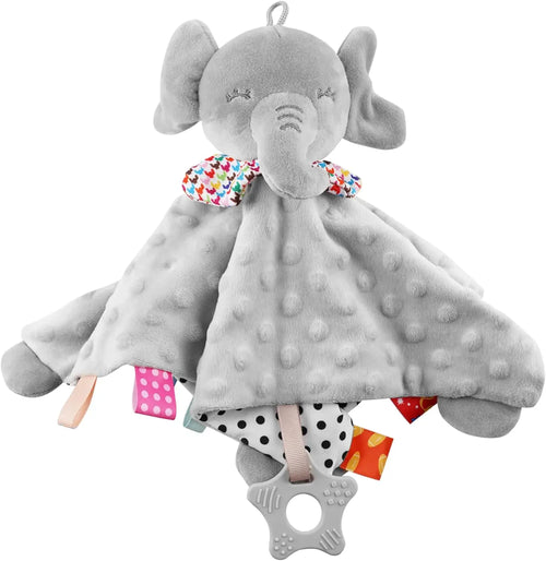 Baby Security Blanket Elephant with Tags Teether Rattles Mobile Soft