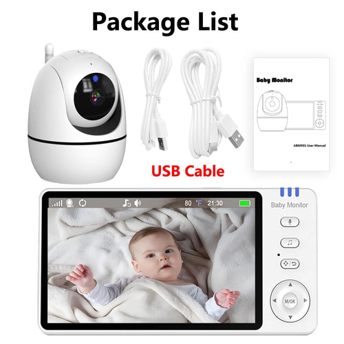 5 Inch Video Baby Monitor With 4X Zoom Babyphone Camera Bebe Nanny