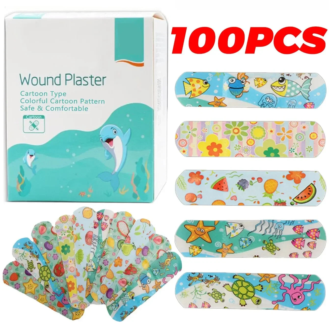 100Pcs Kids Bandages Bulk Kids Cute Cartoon Bandages Flexible Adhesive