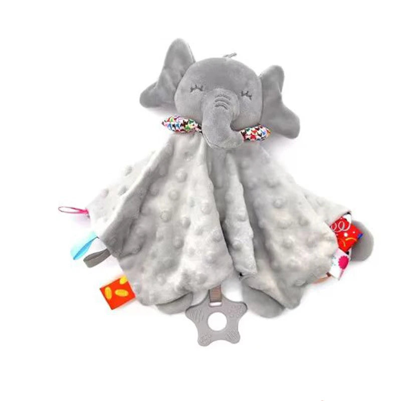 Baby Security Blanket Elephant with Tags Teether Rattles Mobile Soft