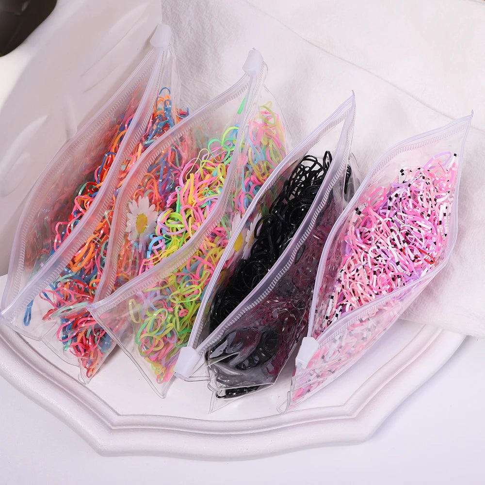 500Pcs/Set Girls Colourful Elastic Disposable Soft Rubber Band Hair