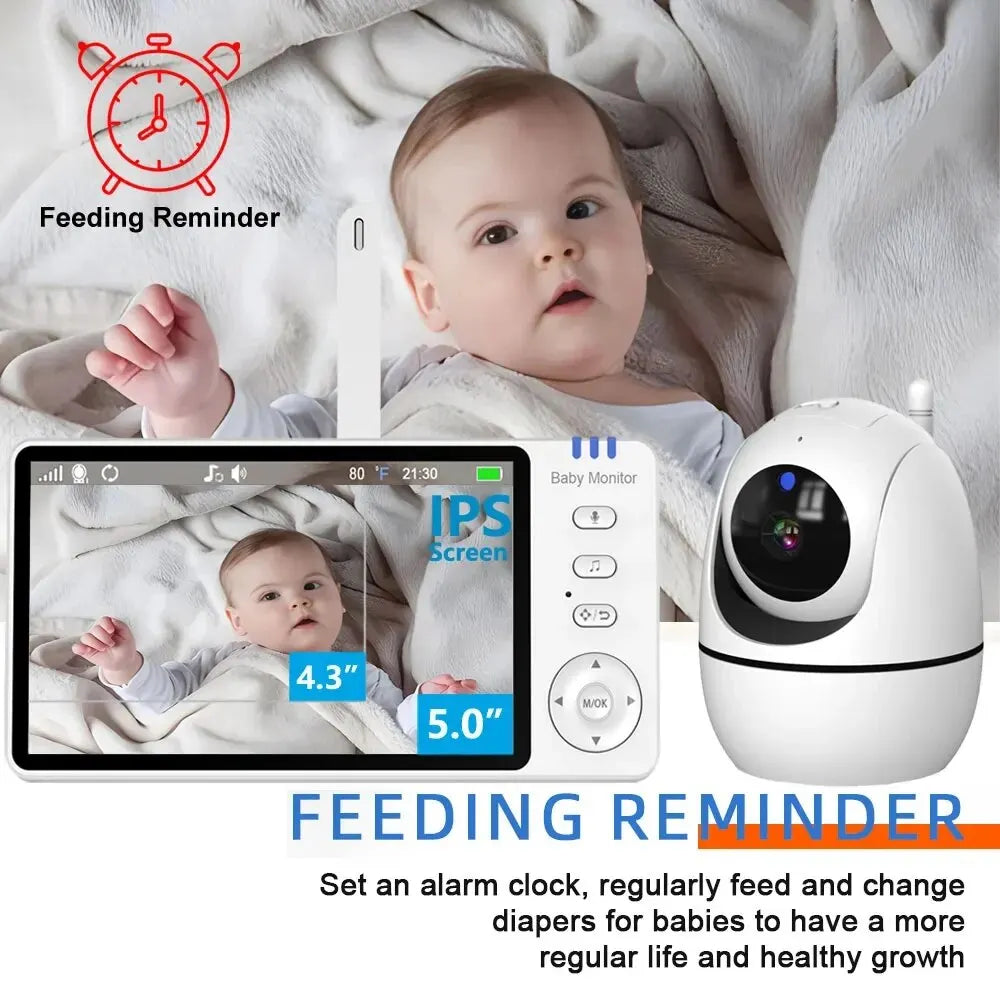 5 Inch Video Baby Monitor With 4X Zoom Babyphone Camera Bebe Nanny