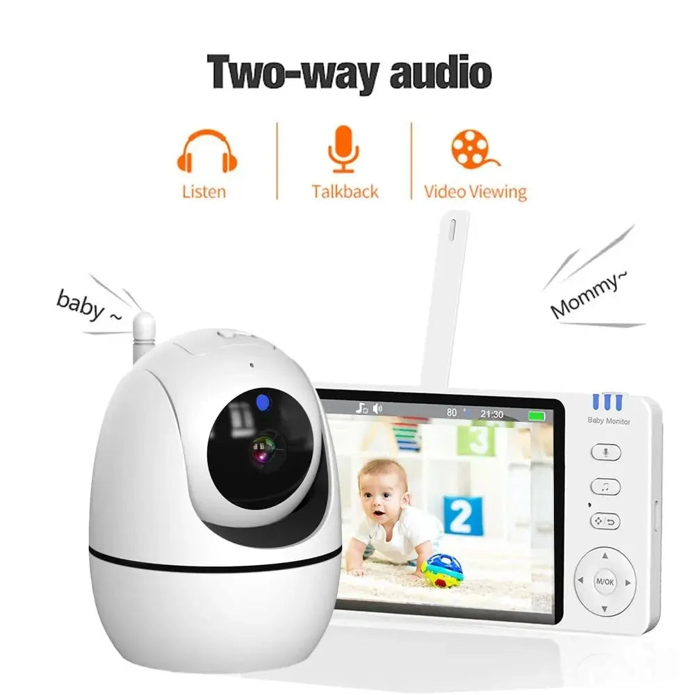 5 Inch Video Baby Monitor With 4X Zoom Babyphone Camera Bebe Nanny