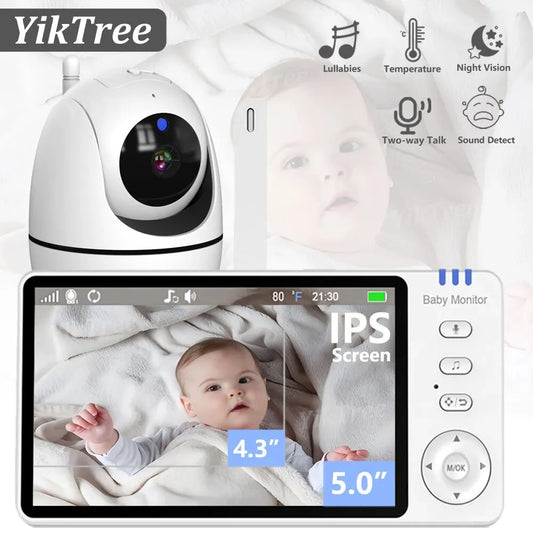 5 Inch Video Baby Monitor With 4X Zoom Babyphone Camera Bebe Nanny